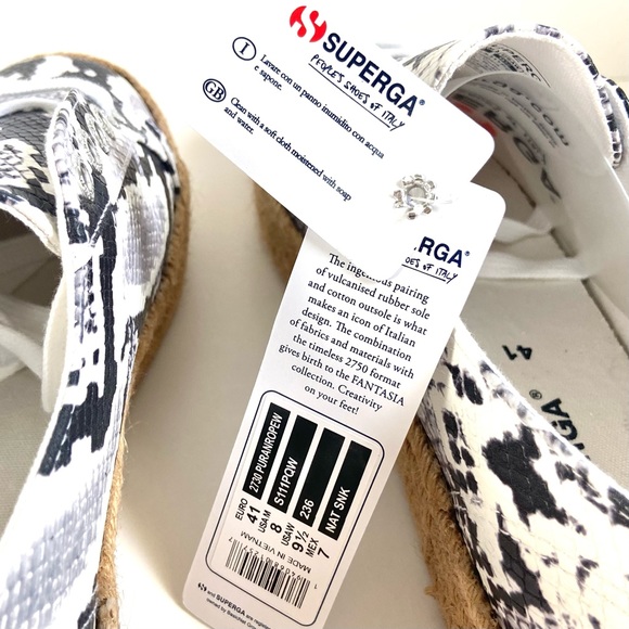 Brand New✨Superga Pufanropew Black & White Snakeskin Espadrille Sneakers - Picture 9 of 10